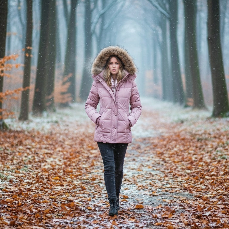 Šiltas žieminis paltas su dirbtinio kailio pamušalu