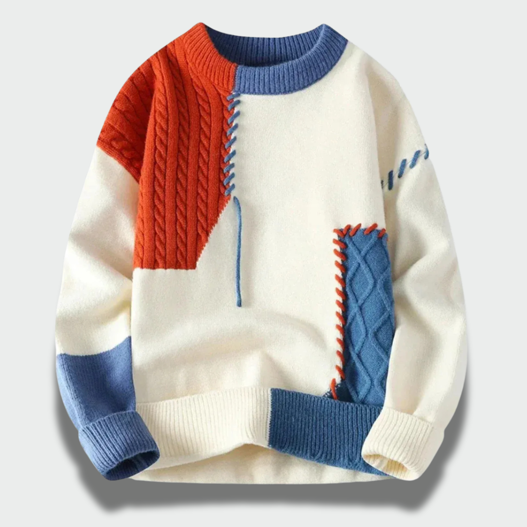 Lina™ – Spalvotas Patchwork Megztinis