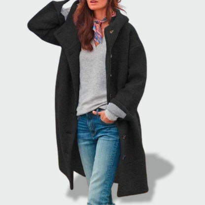 Ieva™ – Elegantiškas rudens paltas su gobtuvu