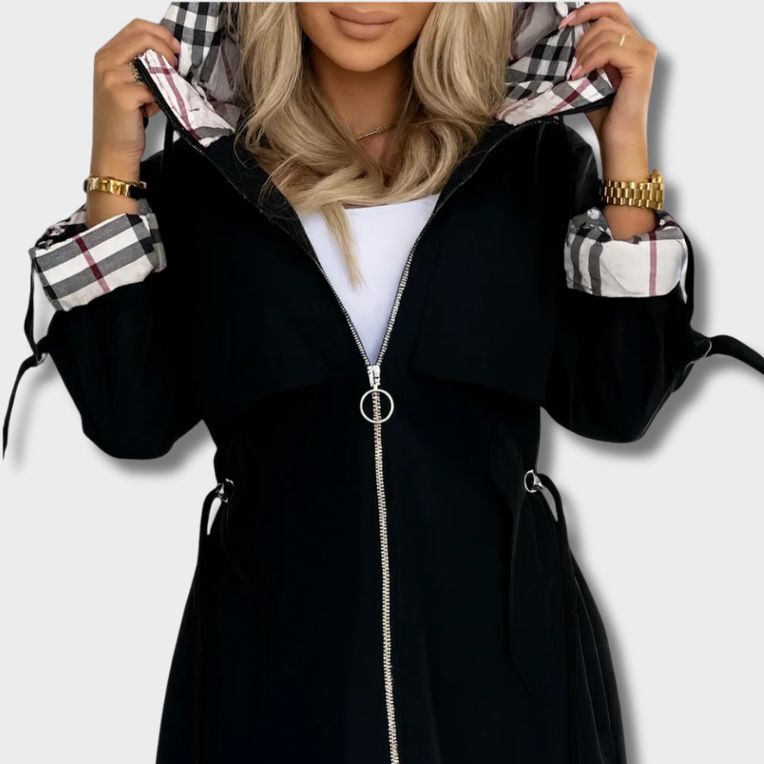 Tatjana™ – Elegantiškas Paltas su Gaubtu