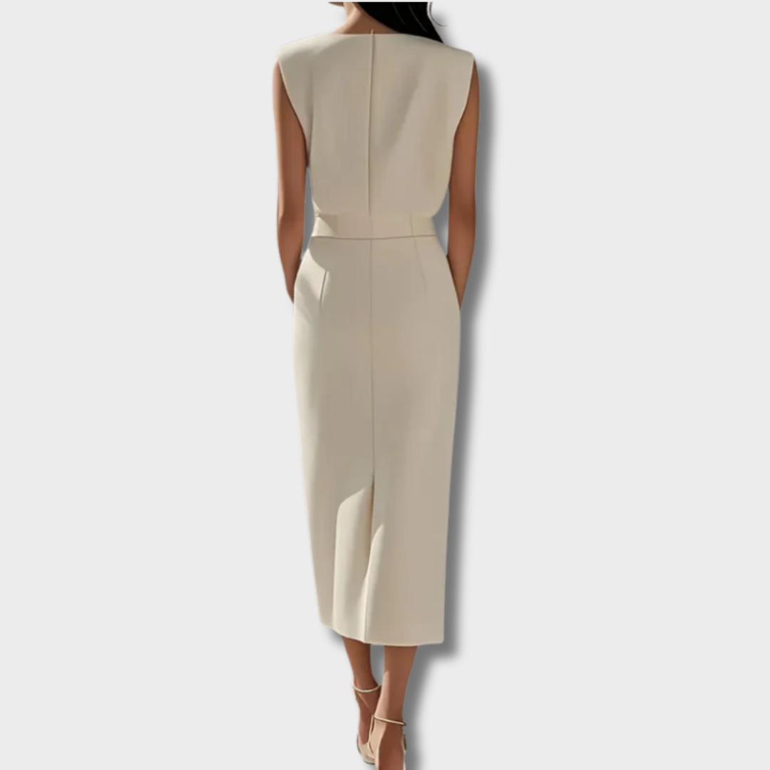 Gabija™ – Elegantiška midi suknelė su sagomis