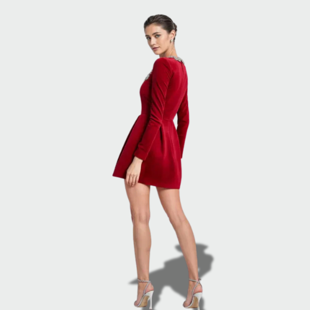 Saulė™ – Aksominė Mini Suknelė Rudeniui