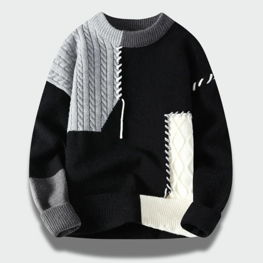 Lina™ – Spalvotas Patchwork Megztinis