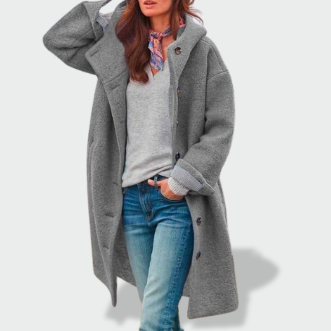 Ieva™ – Elegantiškas rudens paltas su gobtuvu