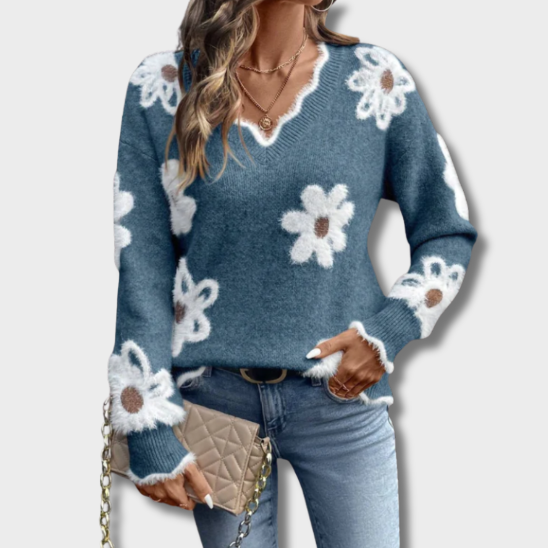 Kristina™ – Elegantiškas Gėlių Megztinis