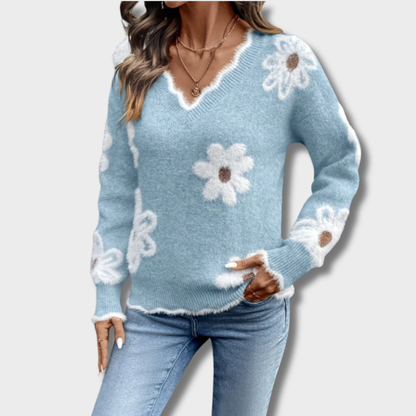 Kristina™ – Elegantiškas Gėlių Megztinis