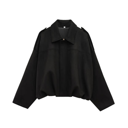Veste oversize en daim avec col