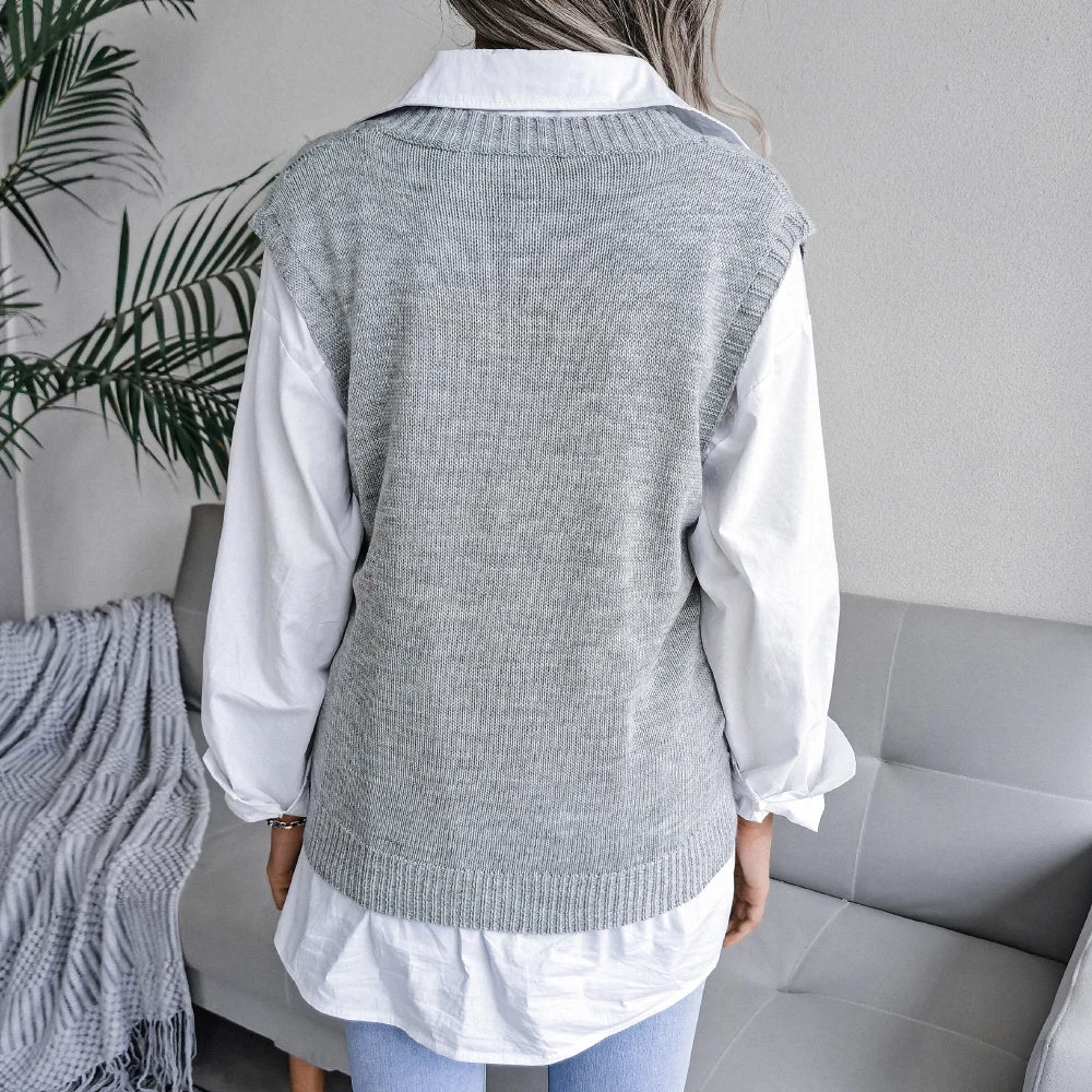 Gilet sans manches en maille torsadée