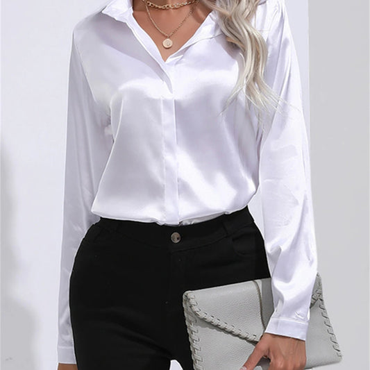 Chemise effet satiné à col classique
