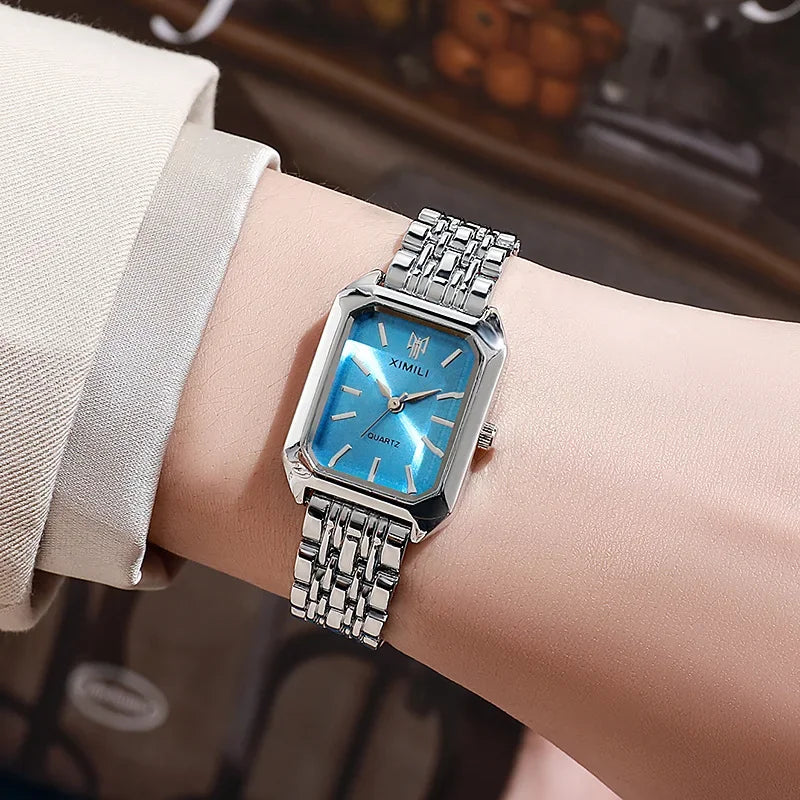 Montre Carrée Élégante avec Bracelet en Acier
