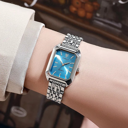 Montre Carrée Élégante avec Bracelet en Acier