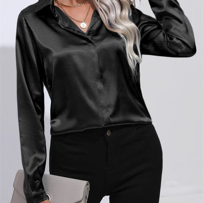 Chemise effet satiné à col classique
