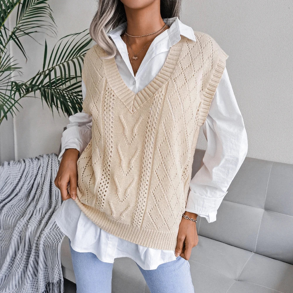 Gilet sans manches en maille torsadée