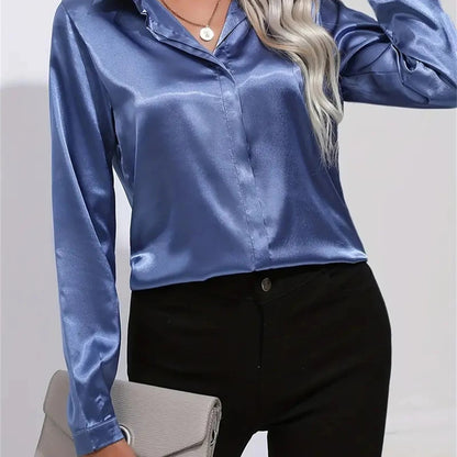 Chemise effet satiné à col classique