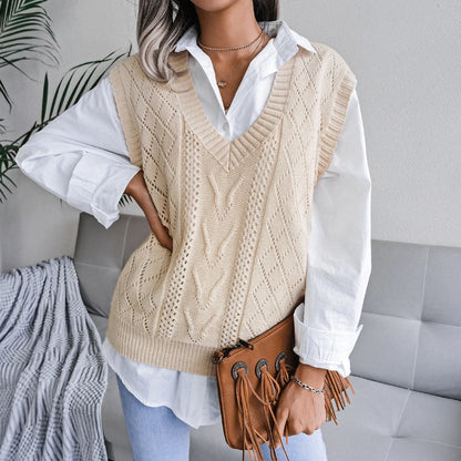 Gilet sans manches en maille torsadée