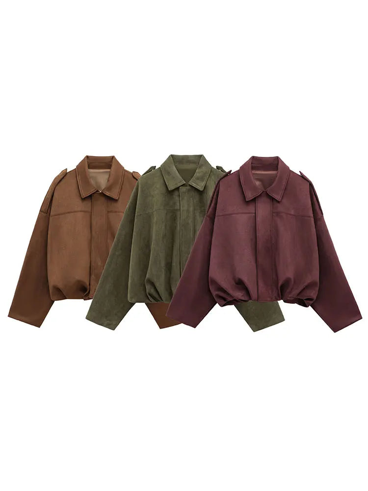 Veste oversize en daim avec col