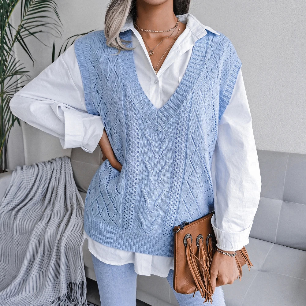 Gilet sans manches en maille torsadée