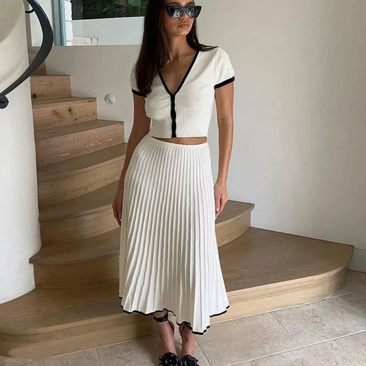Ensemble plissé blanc 2 pièces – Chic & Estival