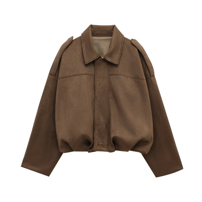 Veste oversize en daim avec col
