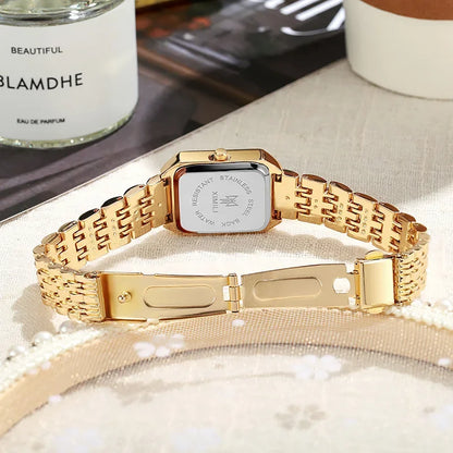 Montre Carrée Élégante avec Bracelet en Acier