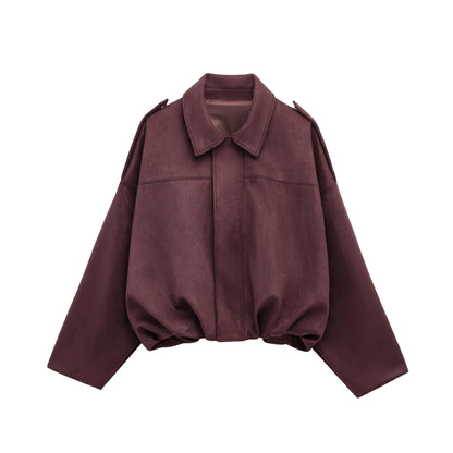 Veste oversize en daim avec col