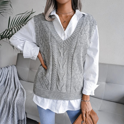 Gilet sans manches en maille torsadée