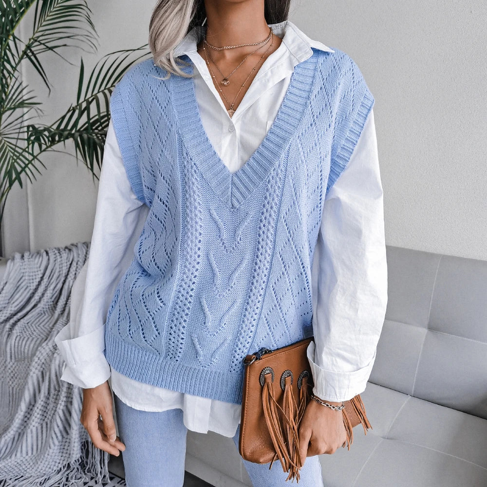 Gilet sans manches en maille torsadée