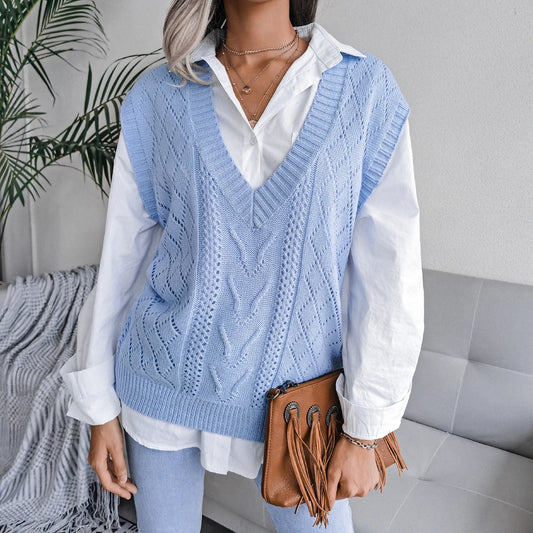 Gilet sans manches en maille torsadée
