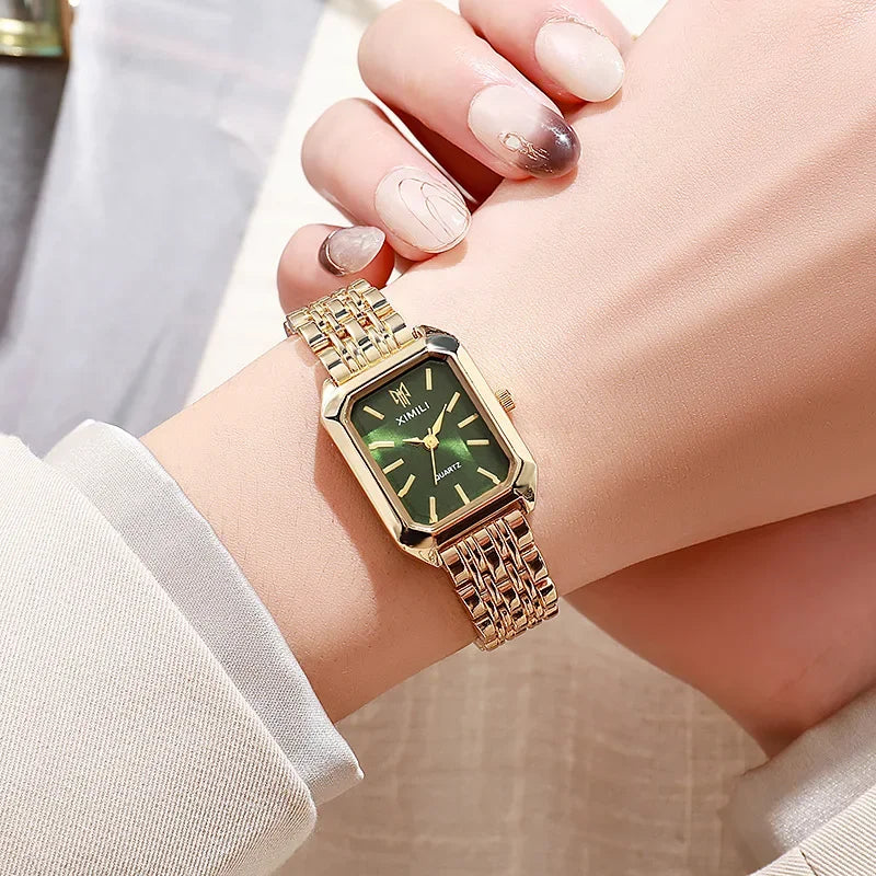 Montre Carrée Élégante avec Bracelet en Acier