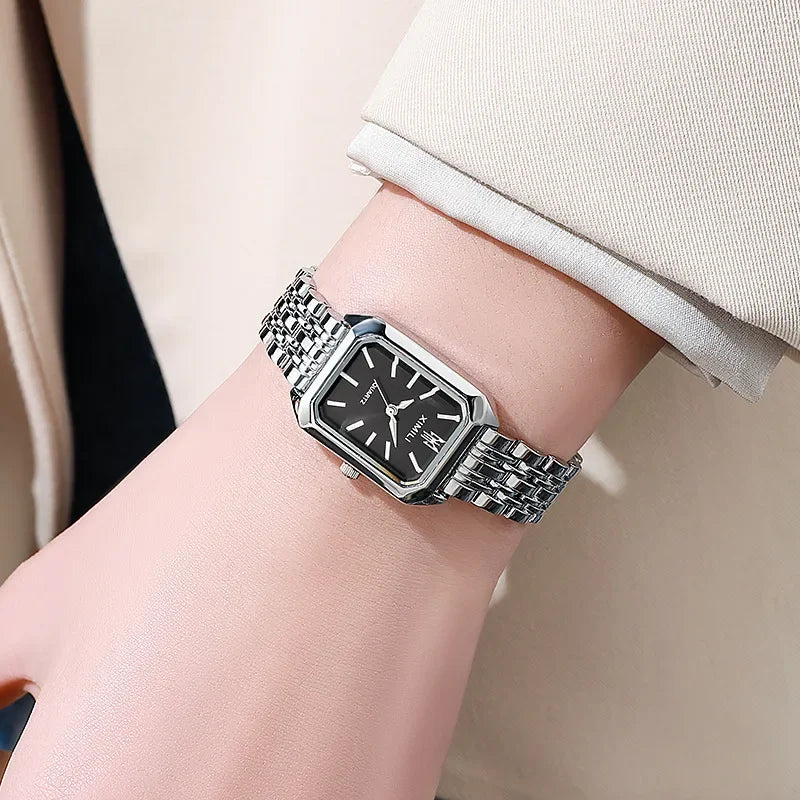 Montre Carrée Élégante avec Bracelet en Acier