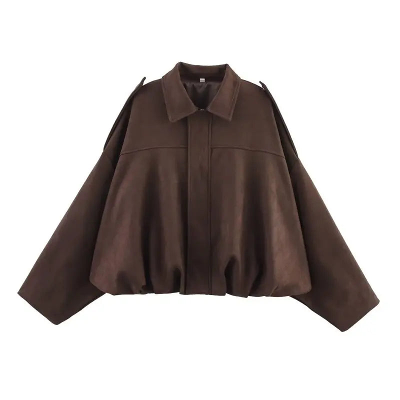 Veste oversize en daim avec col