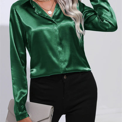 Chemise effet satiné à col classique