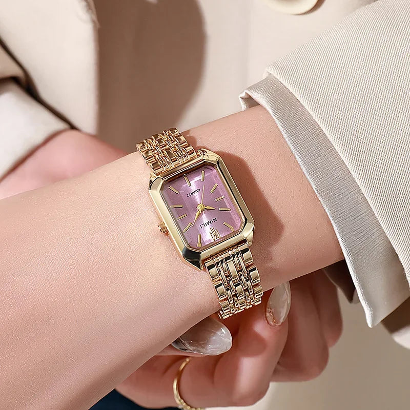 Montre Carrée Élégante avec Bracelet en Acier