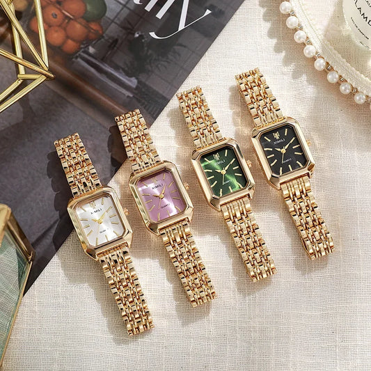 Montre Carrée Élégante avec Bracelet en Acier