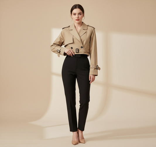 Trench cropped ceinturé