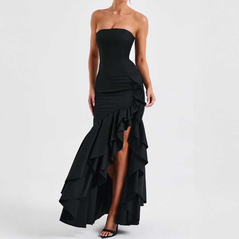 Robe bustier sexy à ourlet irrégulier pour femme 💃