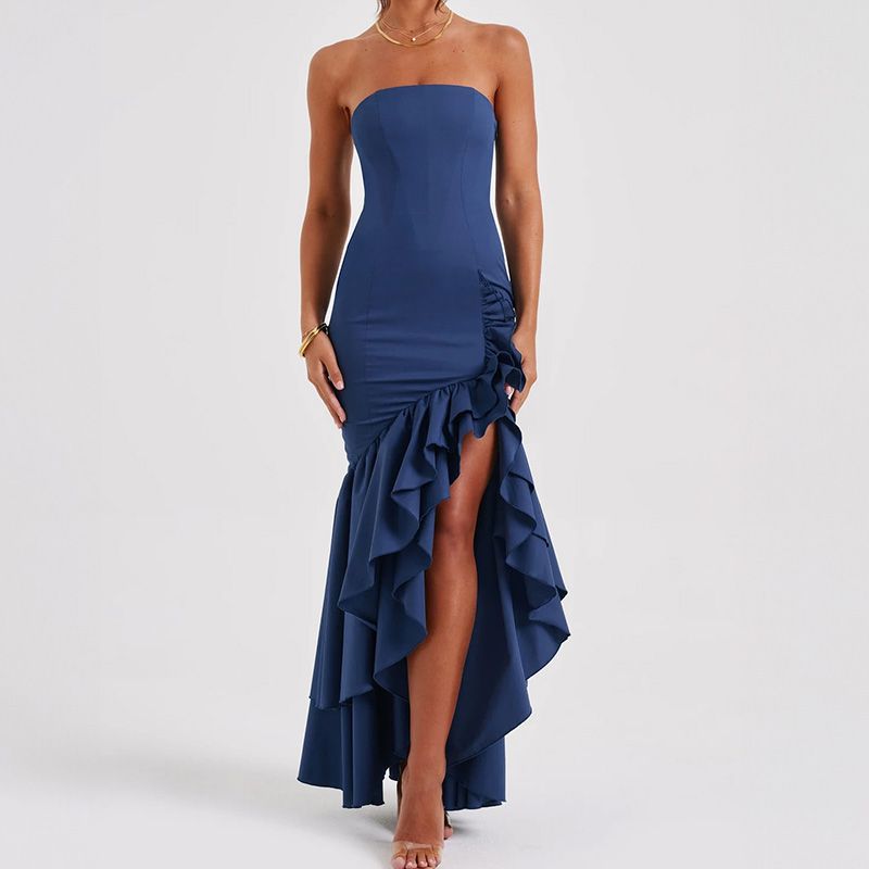 Robe bustier sexy à ourlet irrégulier pour femme 💃
