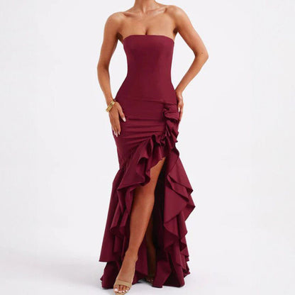 Robe bustier sexy à ourlet irrégulier pour femme 💃