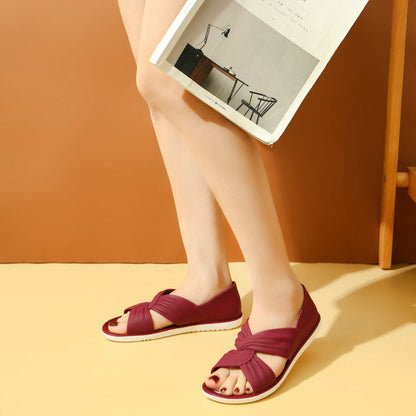 Sandales plates confortables de couleur unie avec nœud papillon