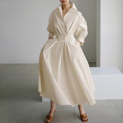 Robe chemise à col en pur coton