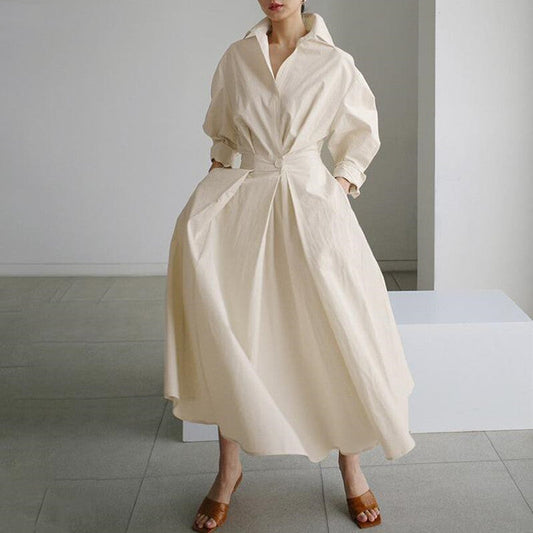 Robe chemise à col en pur coton