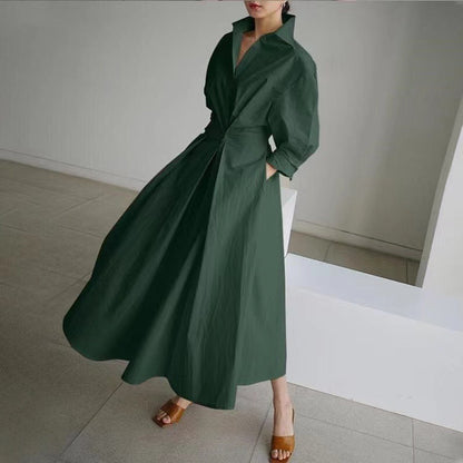 Robe chemise à col en pur coton
