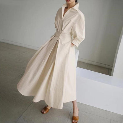 Robe chemise à col en pur coton