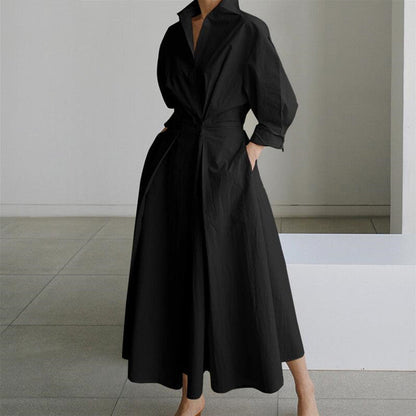 Robe chemise à col en pur coton