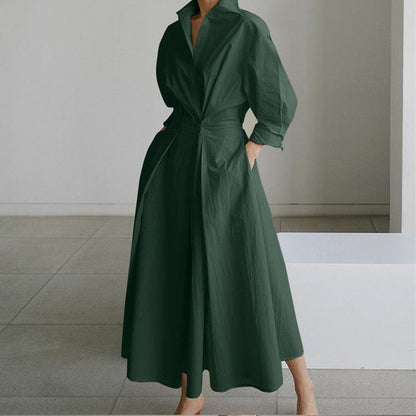 Robe chemise à col en pur coton