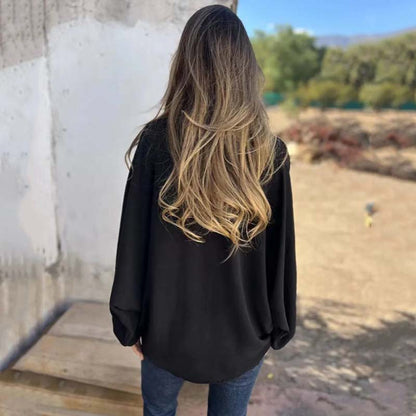 🌷Chemise boutonnée élégante de couleur unie pour femmes