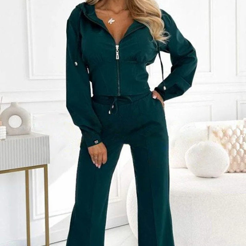 🎁Ensemble de survêtement 2 pièces à capuche zippée pour femmes