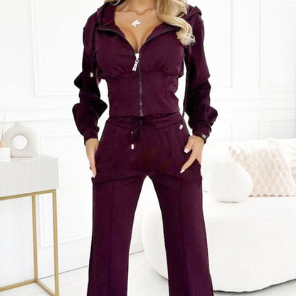 🎁Ensemble de survêtement 2 pièces à capuche zippée pour femmes