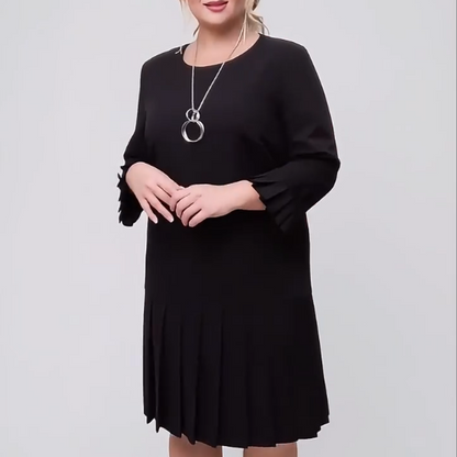 Robe Décontractée à Col Rond avec Ourlet Plissé pour Femmes