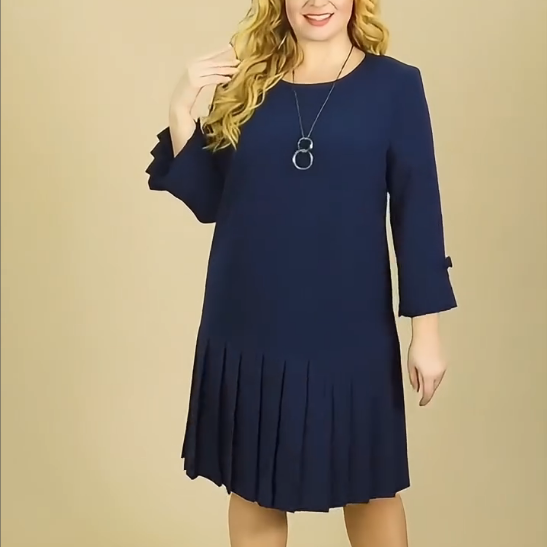 Robe Décontractée à Col Rond avec Ourlet Plissé pour Femmes